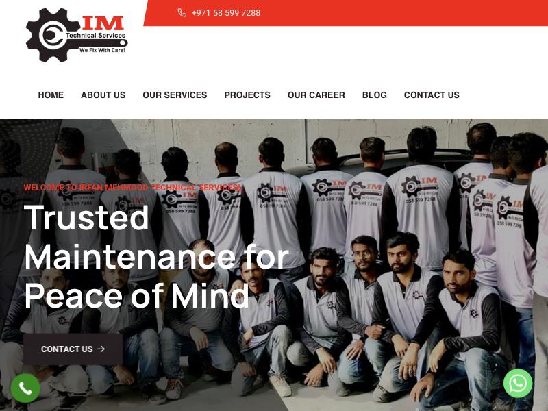 Screenshot of the current imtsuae.com homepage on desktop